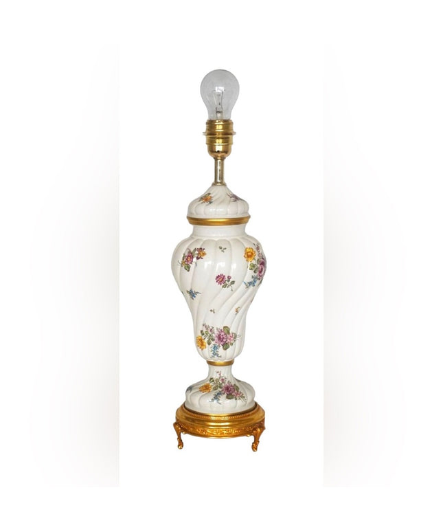 Classic English Garden Porcelain Vase Table Lamp by Louis Nichole