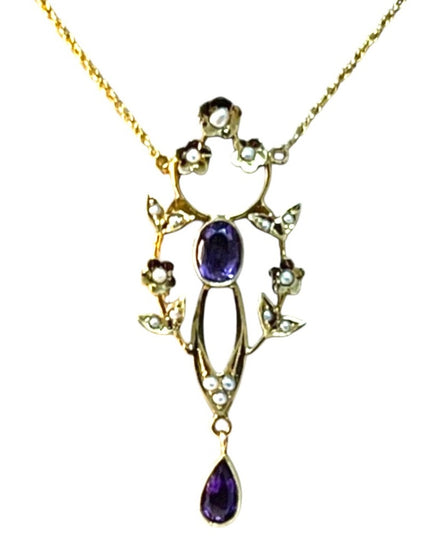 Victorian 14k Gold Lavalier Necklace  APPRAISAL
