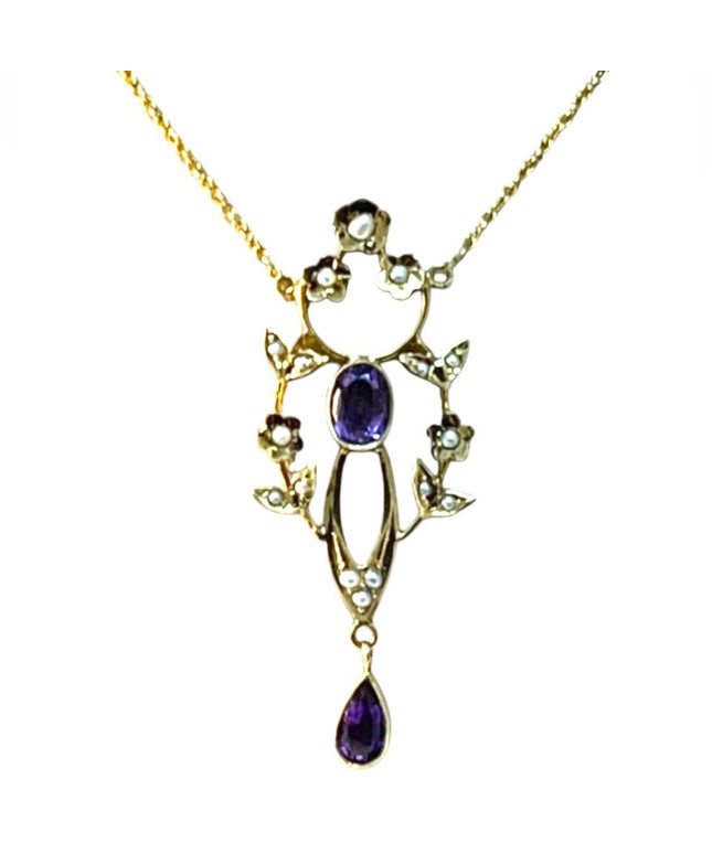 Victorian 14k Gold Lavalier Necklace  APPRAISAL