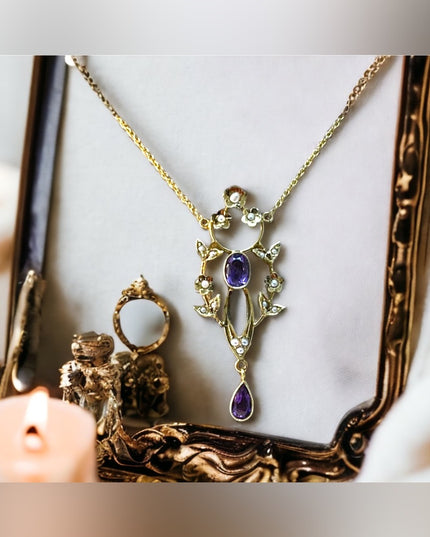 Victorian 14k Gold Lavalier Necklace  APPRAISAL