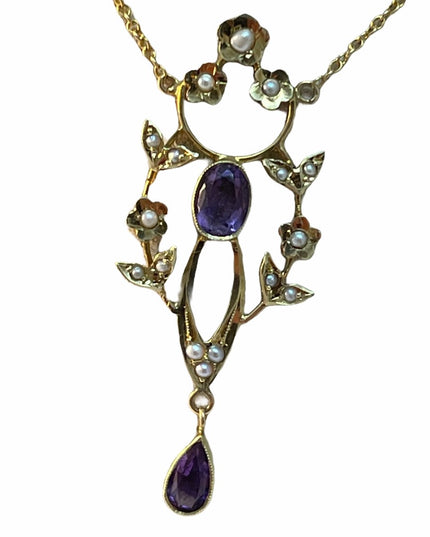 Victorian 14k Gold Lavalier Necklace  APPRAISAL