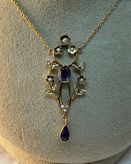 Victorian 14k Gold Lavalier Necklace  APPRAISAL