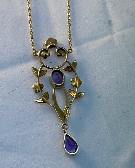 Victorian 14k Gold Lavalier Necklace  APPRAISAL
