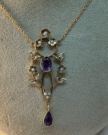 Victorian 14k Gold Lavalier Necklace  APPRAISAL
