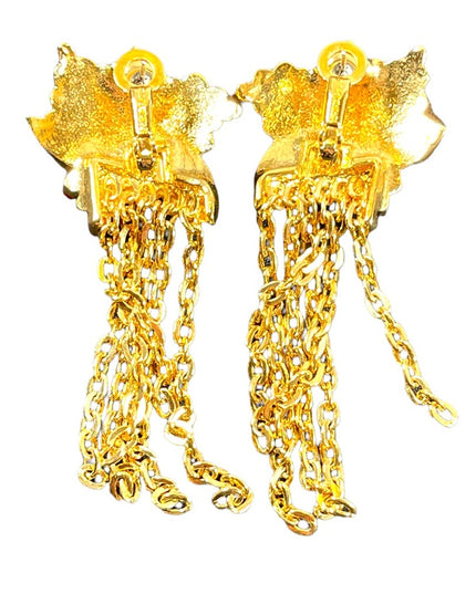1990s RARE NINA RICCI PARIS Hawaiian Flower Gold
plated Rhinestone enamel