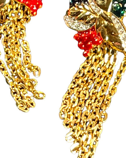 1990s RARE NINA RICCI PARIS Hawaiian Flower Gold
plated Rhinestone enamel