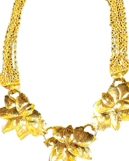 1990s RARE NINA RICCI PARIS Hawaiian Flower Gold
plated Rhinestone enamel