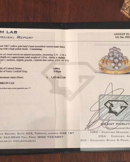 - 10k Gold Tanzanite cocktail ring W/Appraisal