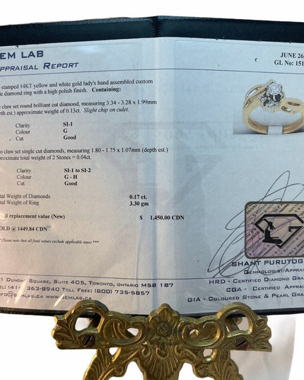 14k Gold Diamond Engagement ring APPRAISAL