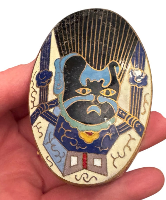 Vintage colorful Chinese Enamel Dragon Head Trinket Pill Keepsake Jewelry Box