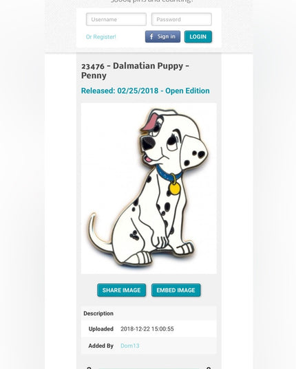 Disney 2018 Pin Trading Dalmatian Dog Enamel Pin