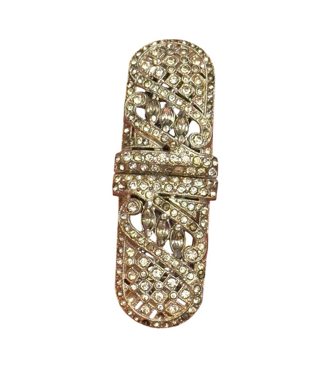 Vintage 1930s Coro Duette Clear Art Deco Rhinestone Dress Clips Brooch