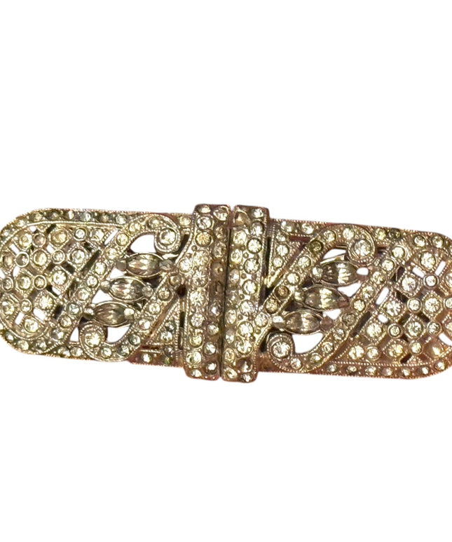Vintage 1930s Coro Duette Clear Art Deco Rhinestone Dress Clips Brooch