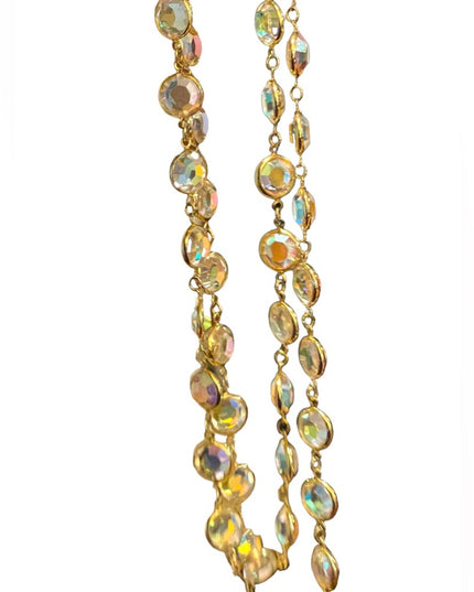 Vintage Authentic Gold plated Swarovski AB crystal Chicklet necklace  (S…