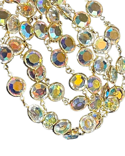 Vintage Authentic Gold plated Swarovski AB crystal Chicklet necklace  (S…