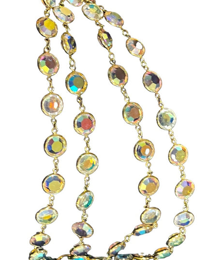 Vintage Authentic Gold plated Swarovski AB crystal Chicklet necklace  (S…