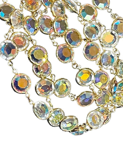 Vintage Authentic Gold plated Swarovski AB crystal Chicklet necklace  (S…