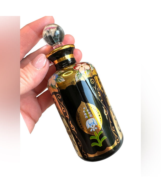 - Antique Black hand painted 22k gold plate finish French Perfume bottle