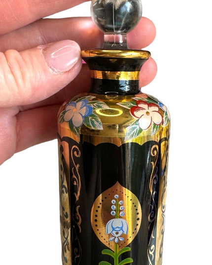 - Antique Black hand painted 22k gold plate finish French Perfume bottle