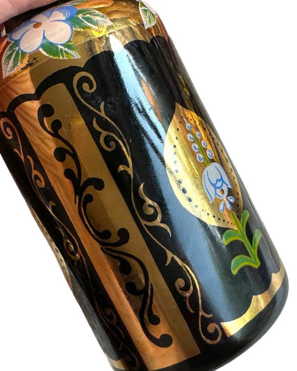 - Antique Black hand painted 22k gold plate finish French Perfume bottle