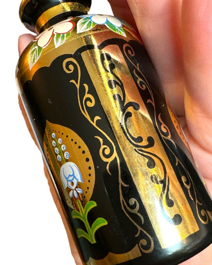 - Antique Black hand painted 22k gold plate finish French Perfume bottle