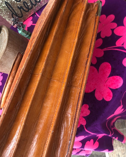 Vintage Aztec Mexico Tooled tan leather briefcase stunning!