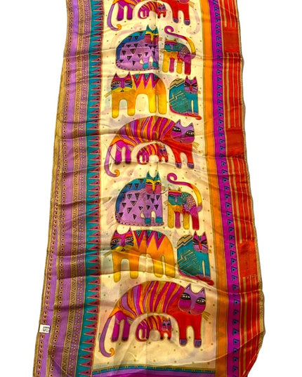 - Laurel Burch Lovely Silk Colorful Cat Kitty Scarf