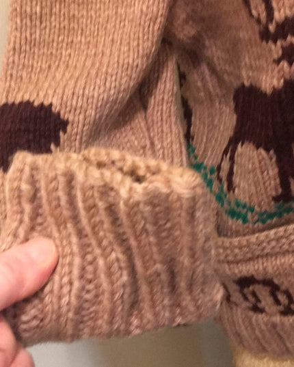 - Vintage Hand knit Reindeer Sweater 1950s Beauty! cardigan