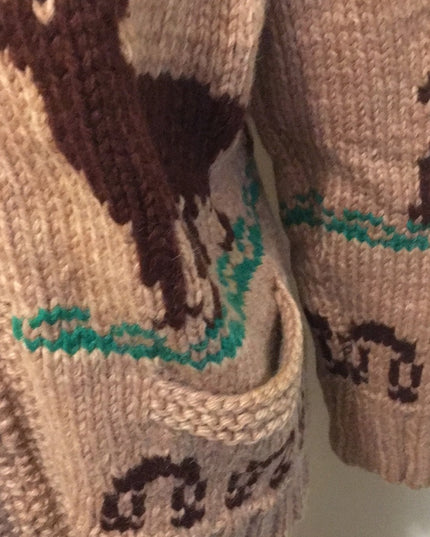 - Vintage Hand knit Reindeer Sweater 1950s Beauty! cardigan
