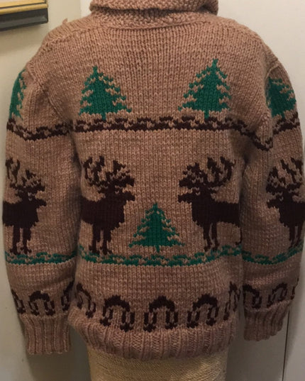 - Vintage Hand knit Reindeer Sweater 1950s Beauty! cardigan
