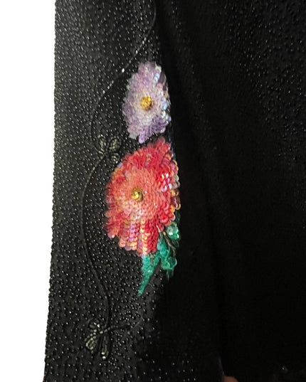 Joan Leslie SZ L Sequin Floral bead Flower Fancy evening party wear swea…