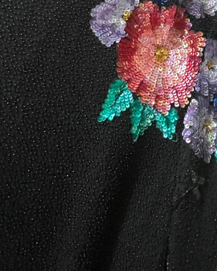 Joan Leslie SZ L Sequin Floral bead Flower Fancy evening party wear swea…