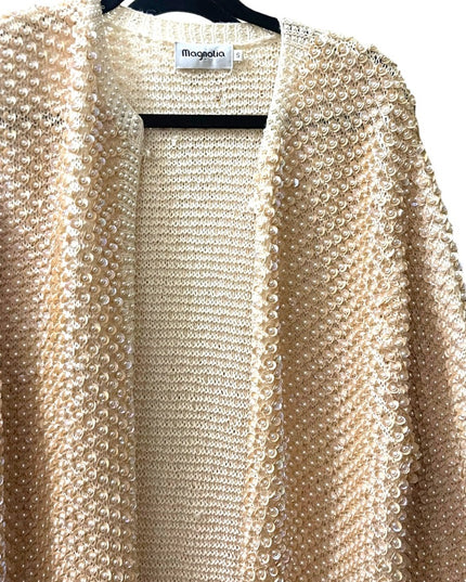 Vintage Magnolia Cream sequin faux pearl bead sweater Wedding shower par…
