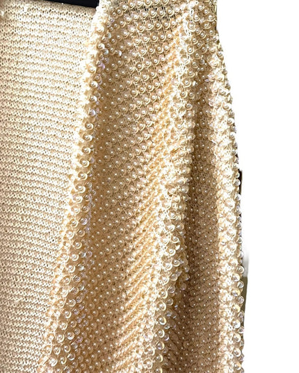 Vintage Magnolia Cream sequin faux pearl bead sweater Wedding shower par…