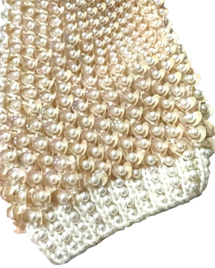 Vintage Magnolia Cream sequin faux pearl bead sweater Wedding shower par…