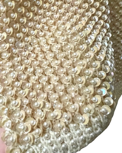 Vintage Magnolia Cream sequin faux pearl bead sweater Wedding shower par…