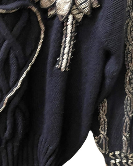 - Bonnie Boerer Vintage 1980s Black silver bead flower ornate design sweter