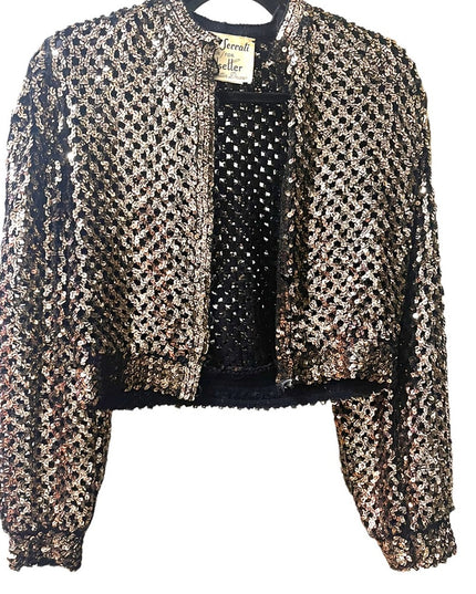Vintage 1960s Enrico Serrati Gold sequin Sweater evening wear party bole…