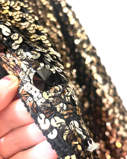 Vintage 1960s Enrico Serrati Gold sequin Sweater evening wear party bole…