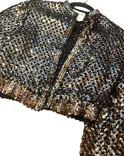Vintage 1960s Enrico Serrati Gold sequin Sweater evening wear party bole…