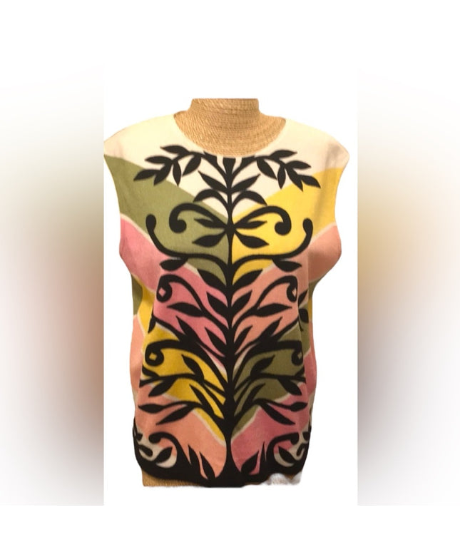 Vintage Groovy shell sweater tree pastel colors