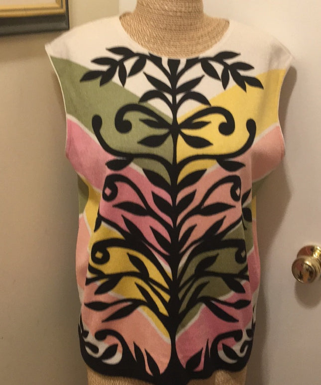 Vintage Groovy shell sweater tree pastel colors