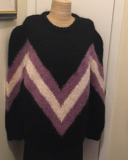 Beautiful Mohair wool chevron hand knit sweater Handmade knitted
