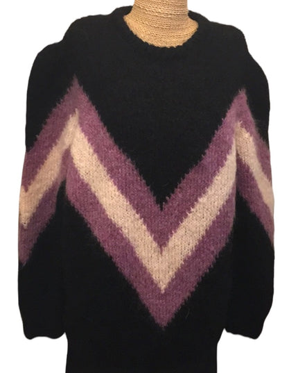 Beautiful Mohair wool chevron hand knit sweater Handmade knitted