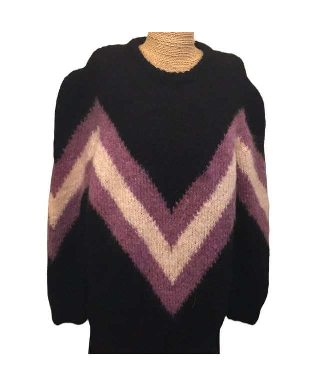 Beautiful Mohair wool chevron hand knit sweater Handmade knitted