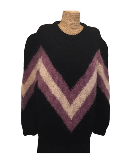 Beautiful Mohair wool chevron hand knit sweater Handmade knitted