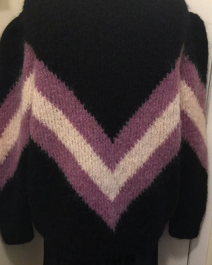 Beautiful Mohair wool chevron hand knit sweater Handmade knitted