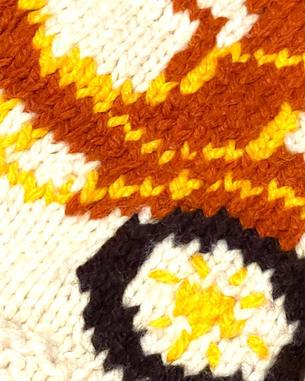 Vintage Handmade Knitted Antique Car Intarsia sweater Cardigan White zip…