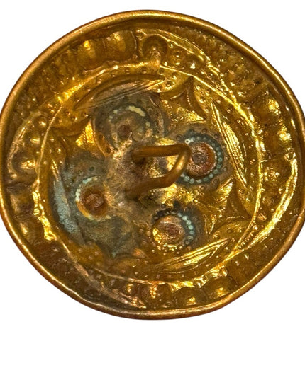 Antique Brass cut steel accents French Gold ornate 1800s Victorian Button