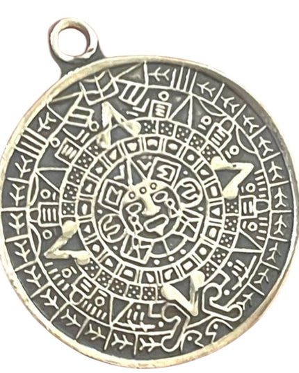 Vintage sterling silver Mexico 925 Mayan Aztec Calendar pendant
